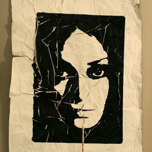 Time and Being (silk screening on a crumpled paper, 3rd day) 2008